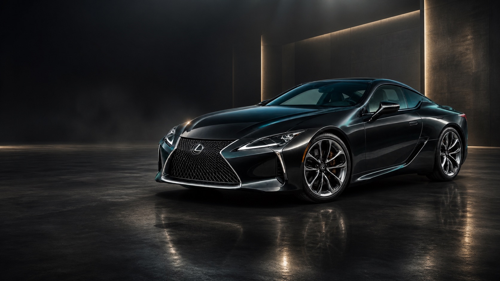 Lexus LC 500 в тёмной автомобильной студии